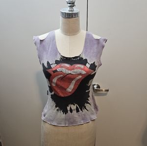 Rolling Stones Top with slit shoulders